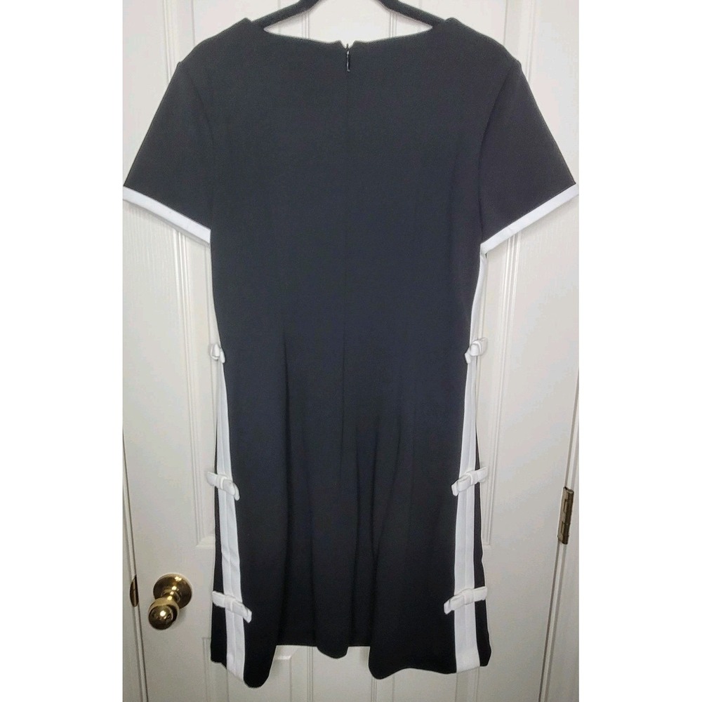 Karl Lagerfeld Paris Womens Black Bow Trim Scuba Crepe Sheath Dress Size 12 Chic - Picture 2 of 12